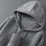 DjzDsm Autumn Winter Men's Sweater 100% Merino Wool Thick Hooded Pullover Soft Knitwear Casual Comfort Wool Clothing Tops