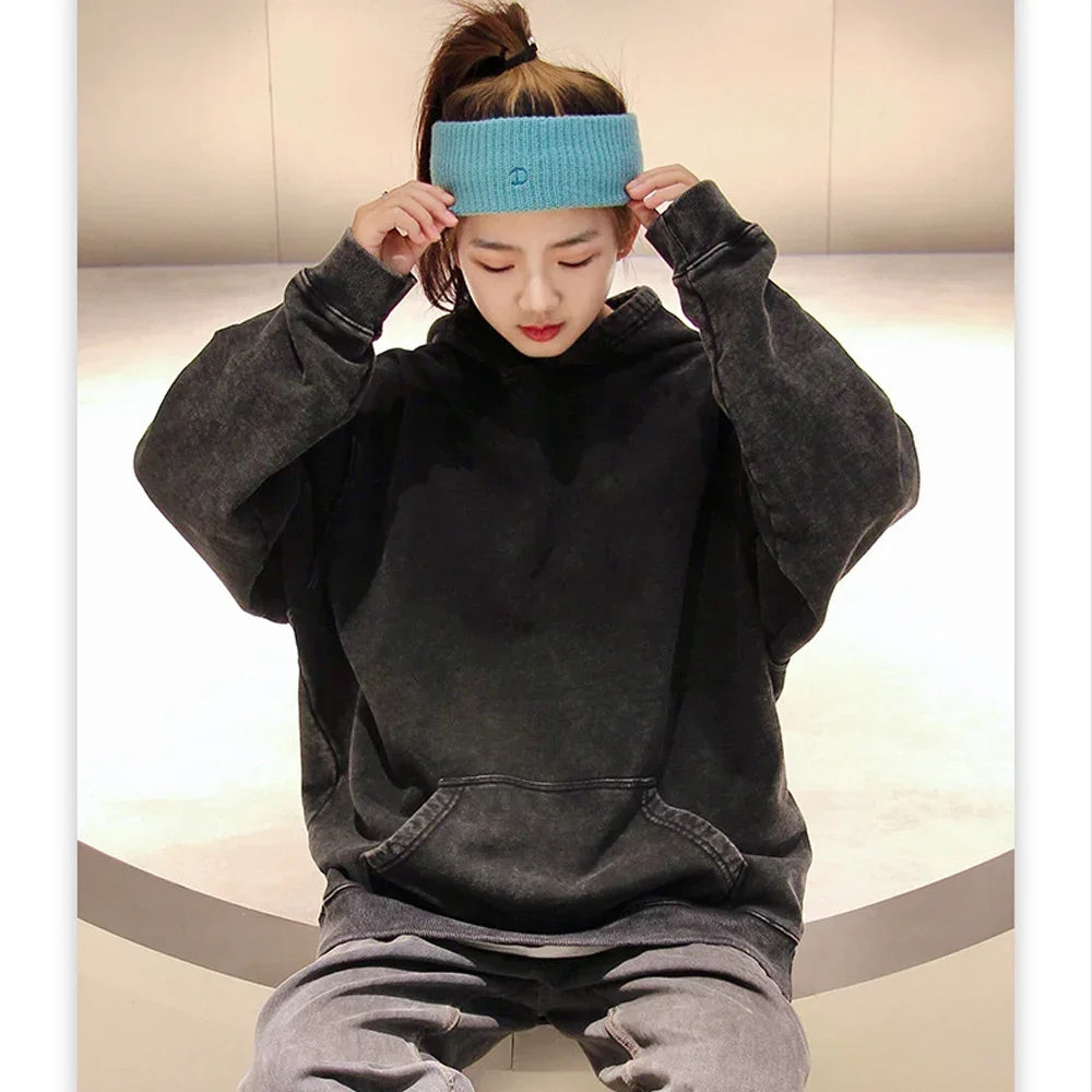 Vintage Wash Oversized Cotton Hoodie