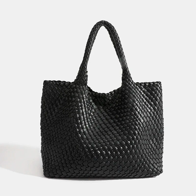 Woven Tote Bag For Women Soft Foldable Top-Handle Wristlet Bag Fashion Hobo Handbag Composite Bag with Coin Purse