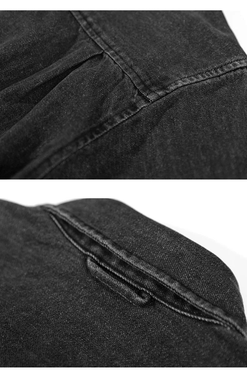 Retro American Washed Denim Jacket Loose Casual Long Sleeve Shirt for Men Autumn Fashion Urban Style Cotton Machine Washable