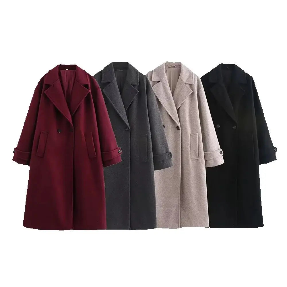 Tri-Color Luxury Loose Collar Coat