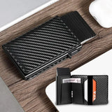 Unisex ANTI RFID Blocking Aluminum Pop-Up Card Holder Multi-Functional Designer Bank ID Card Wallet Business Purse for Men Women