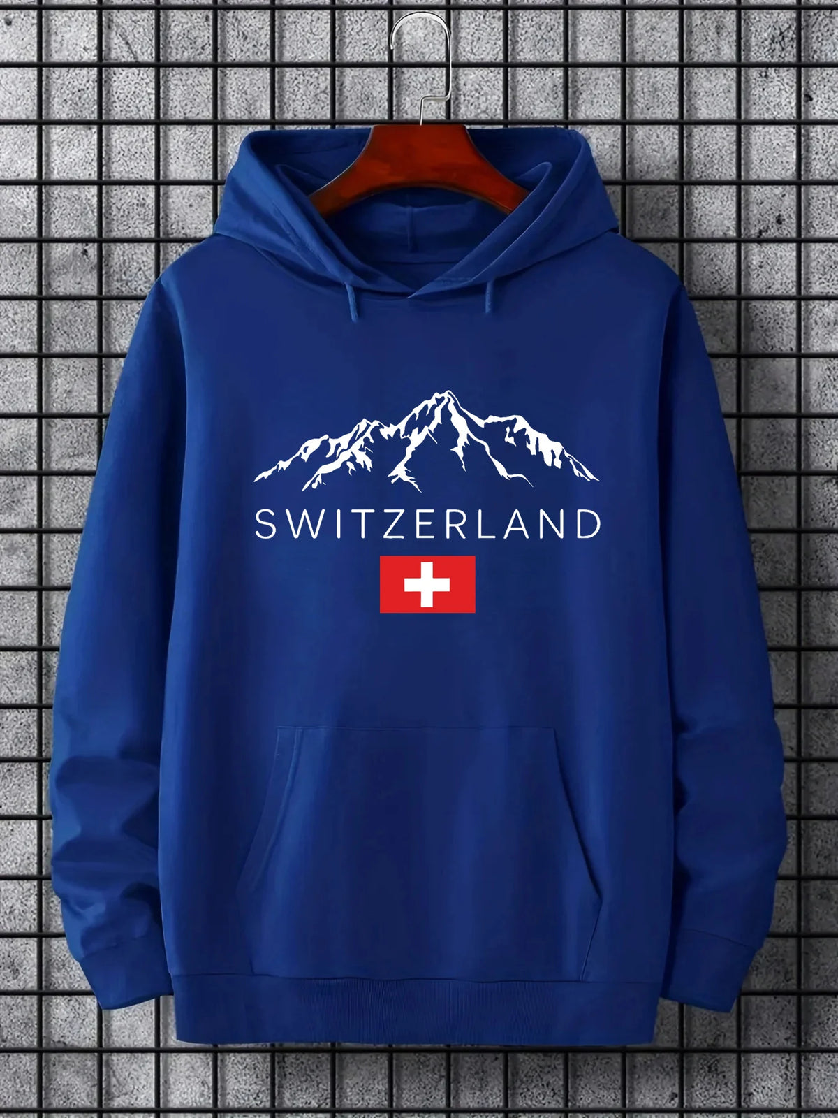 Men's Mountain Print Fleece Hoodie