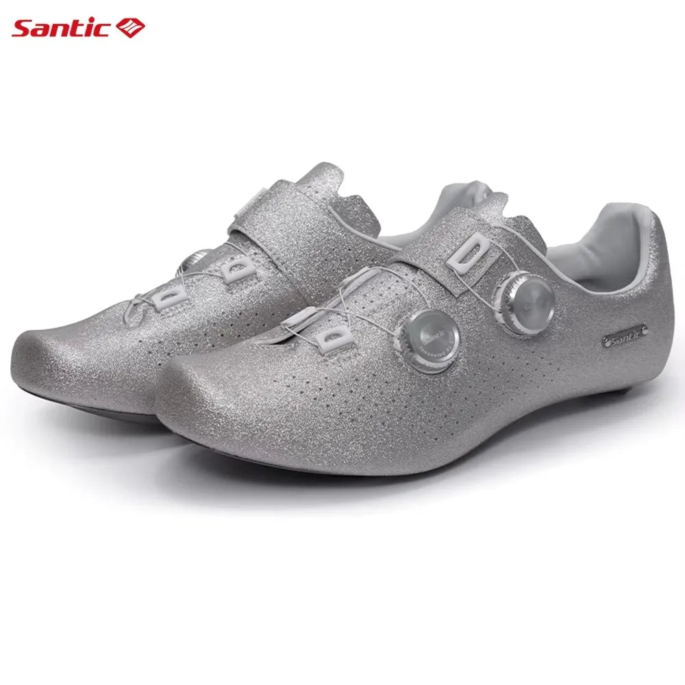 Santic Men's Cycling Shoes New Hardness16 Titanium Alloy Sole Auto-Lock Outdoor Bicycle Sneaker Adjustable Pro Road Racing Shoes