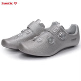 Santic Men's Cycling Shoes New Hardness16 Titanium Alloy Sole Auto-Lock Outdoor Bicycle Sneaker Adjustable Pro Road Racing Shoes