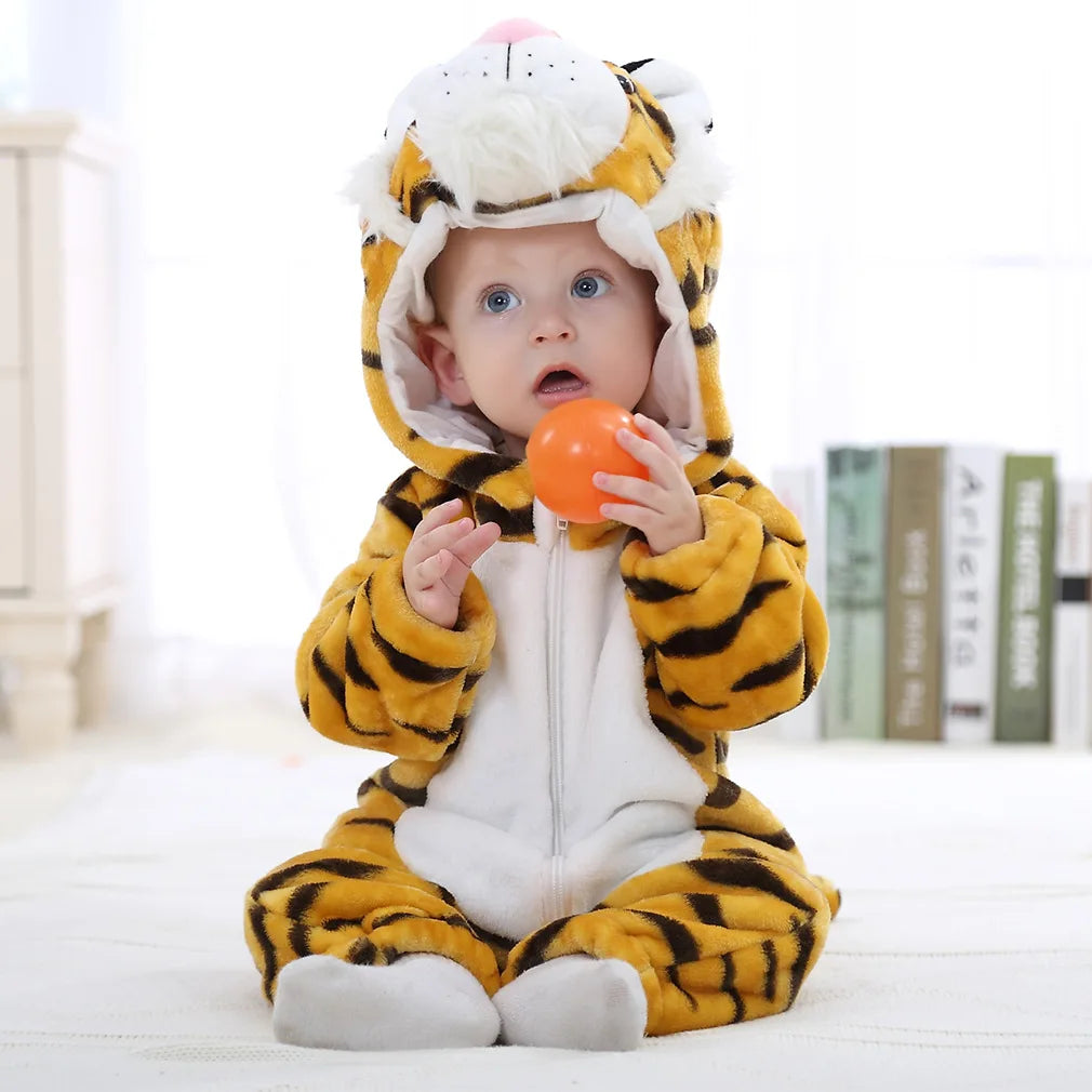 Animal Theme Flannel Baby Romper