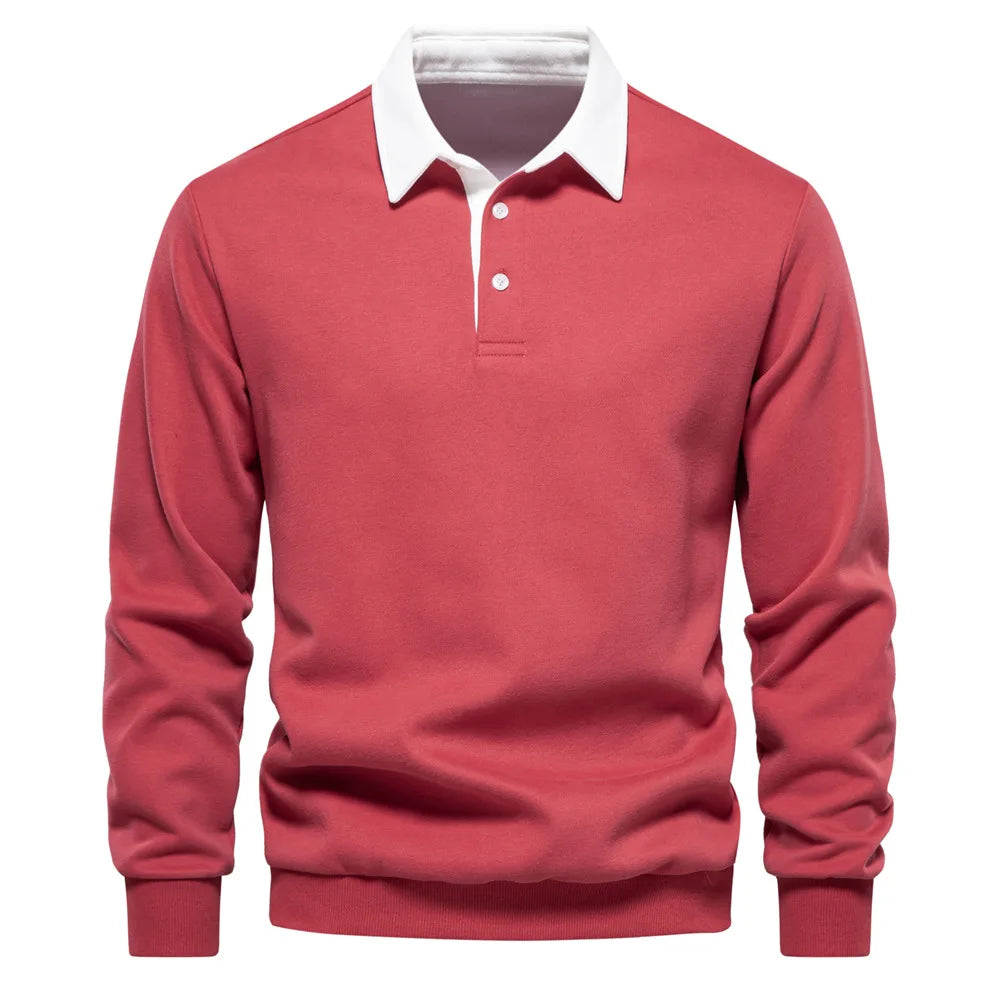 Men's Relaxed Polo Collar Sweater – Autumn Long Sleeve