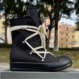 Ro Classic Design Black Canvas Boot High Top Shoe Men Casual Shoes Luxury Zipper Women Sneaker s Ankle Boots Sneakers