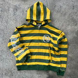 Y2K Striped Zip-Up Hoodie with Embroidery