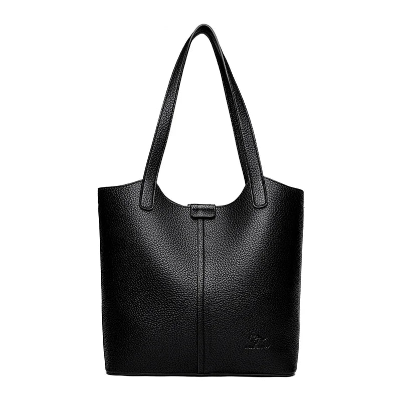 Genuine Brand High End Soft Pu Leather Shoulder Bag For Women Casual Tote Bag Female Purse Simple Design Handbag Commuting Sac