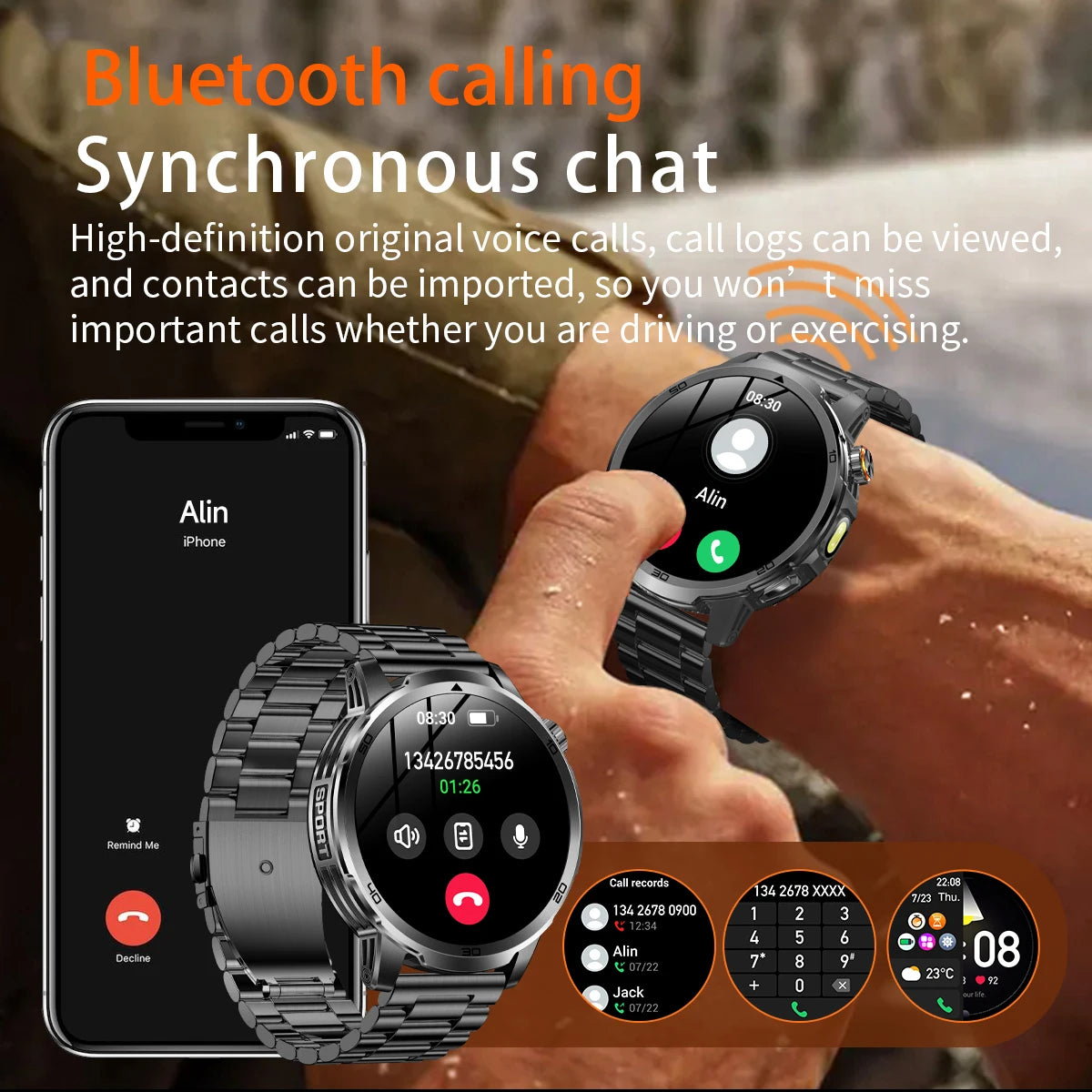GUHUAVMI AK95 Pro Smartwatch – AMOLED, GPS & Flashlight