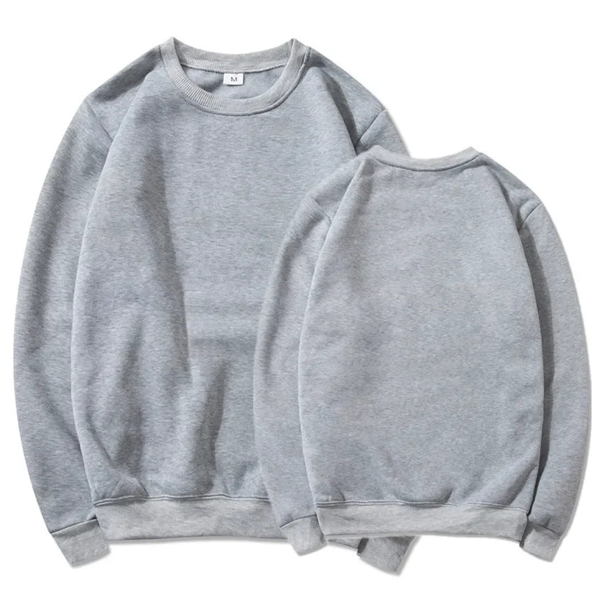 Korean Fashion Men's Round Neck Sweatshirts Autumn Long Sleeves Vacation Pullovers Tops Casual Popular Man Solid Sweat Shirts