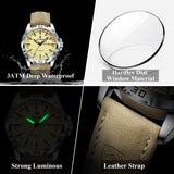 POEDAGAR Original Business Man Wristwatch Waterproof Luminous Date Week Casual Watch For Men Quartz Leather Luxury Fashion Men's Watches Reloj