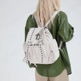 Gothic Punk Backpack Rivets Student School Bag Vintage Duffel Bag with Cross Stud Design Women Large Capacity Travel Bag