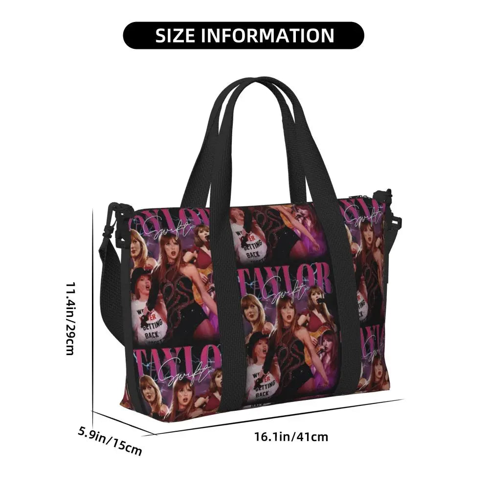 Custom The Eras Tour 1989 Taylor's Swift's American Pop Singer Tote Bag Women Large Capacity Beach Gym Travel Bags
