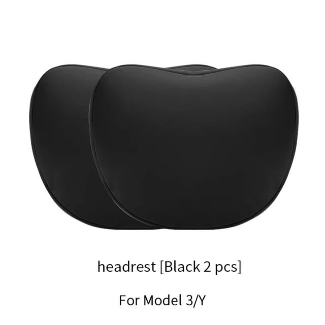 OULEX For Tesla Model 3 Y/Juniper Flocking/Leather Car Seat Neck Pillow Soft Memory Neck Pillow High-Quality Headrest Support