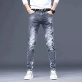 Men's Printed Stretch Slim Fit Denim Jeans