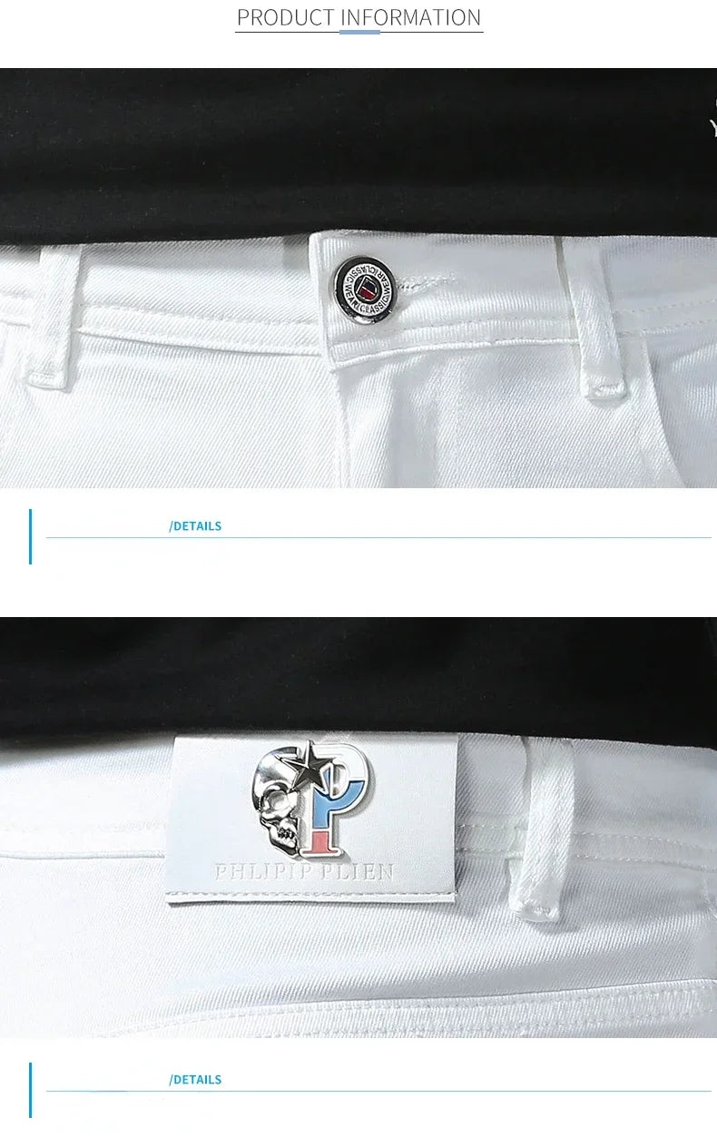 Men's Slim-Fit Cotton Jeans – Crisp White