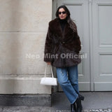 Elegant Winter Walnut Faux Fur Overcoat