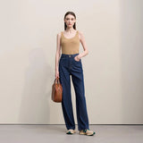 AMII Women's Barrel Jeans – Retro Straight Denim Trousers