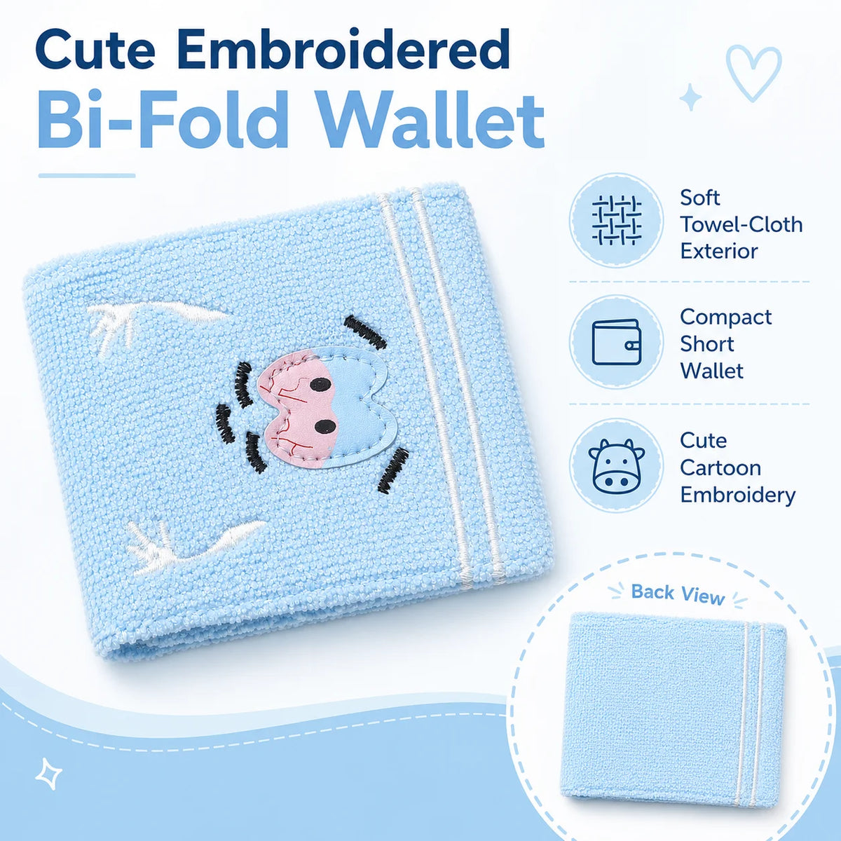 Wallets High Quality Synthetic Leather Embroidery Short Bifold Small Wallet for Men Women Unisex Cute Card Holder Coin Purse