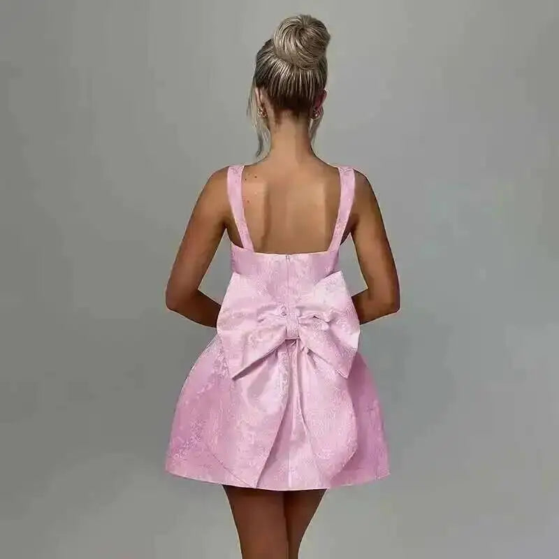 Townlike Women's Elegant Jacquard Backless Mini Dress - USA Made Chic