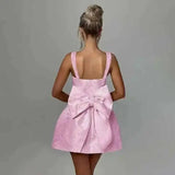 Townlike Women's Elegant Jacquard Backless Mini Dress - USA Made Chic