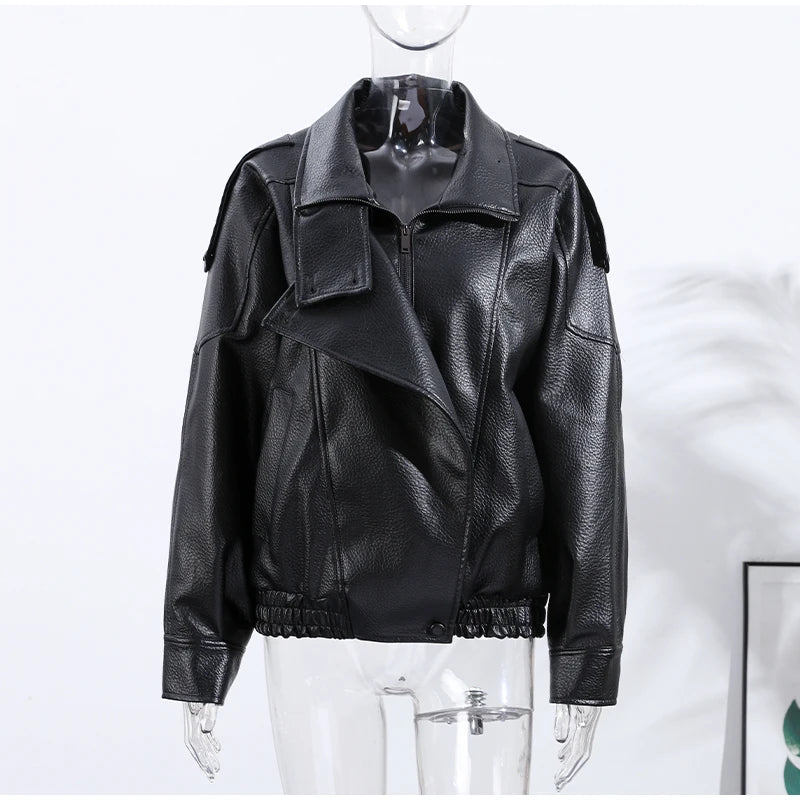 Chic Stand Collar Leather Jacket