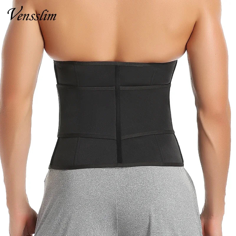 Vensslim Sauna Workout Waist Trainer Trimmer Men Weight Loss Neoprene Body Shaper Sweat Belly Belt with Adjustable Straps Corset