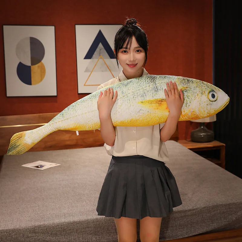 New Simulation Large Yellow Croaker Plush Toys Lifelike Fish Dolls Stuffed Soft Throw Pillow Sleeping Cushion Decor Gift