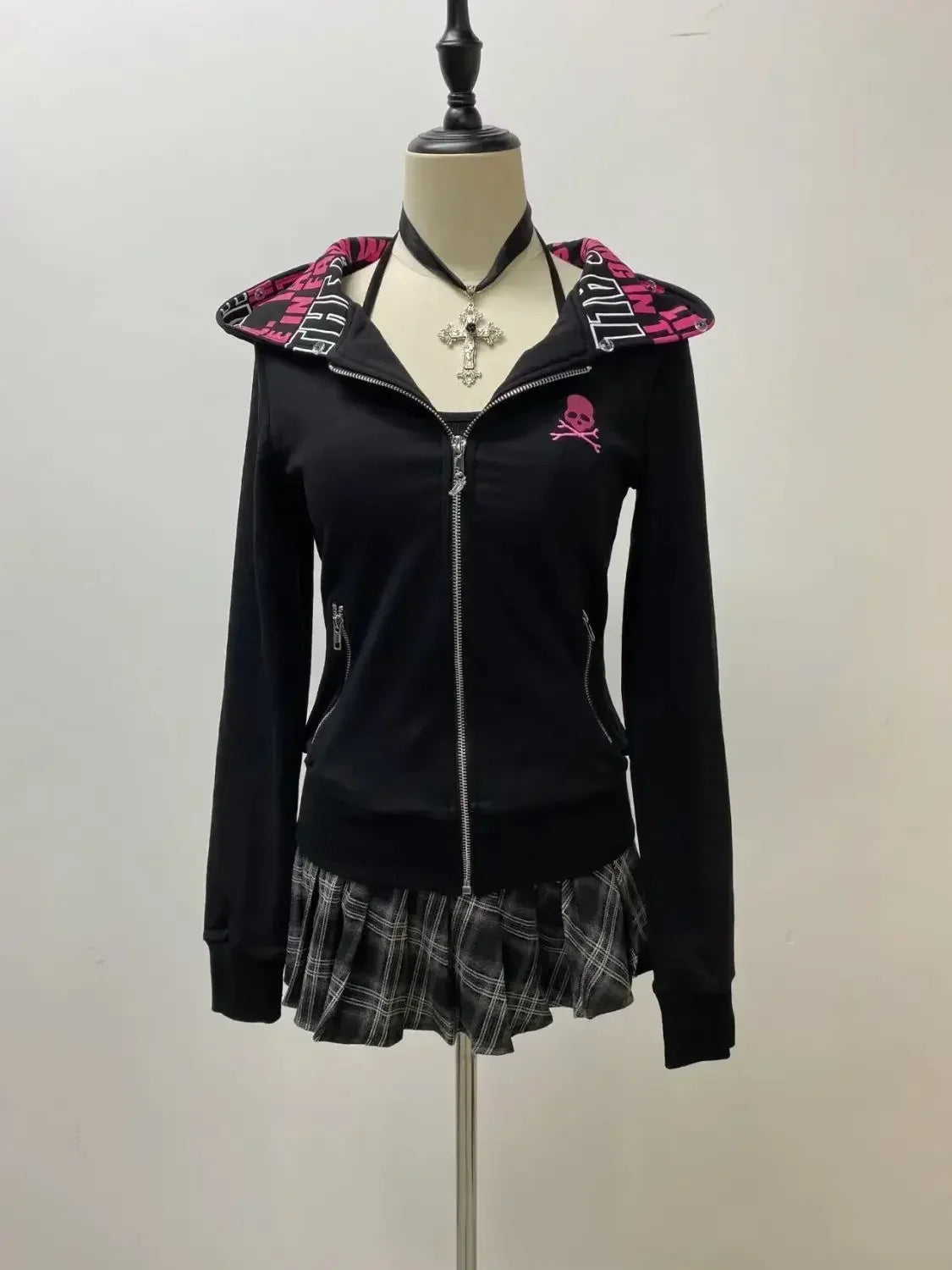 2025 new blue sweatshirt for women fall and winter gothic American retro casual bulk streetwear Y2K design Slim cardigan jacket