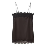 Tidalyf 2025 Women Two Piece Skirt Set Off Shoulder Lace Trim Cami Top with Split Hem Midi Skirt Sexy Elegant Outfit