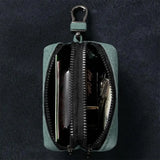 Portable Keychain Wallet for Men Women Large-Capacity Double Zipper Key Pouch Bag Suede Leather Key Case Unisex Coin Purse