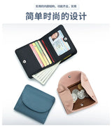 New Women Genuine Leather Mini Wallet RFID Folding Simple Ultra-thin Small Soft Cowhide Wallet Female Card Holder Coin Bags