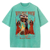 Witches Brew Coffee Black Magic Washed Retro Snow Mens T Shirt Summer Clothes Casual Tee Clothes T-Shirt Cotton Breathable Tops