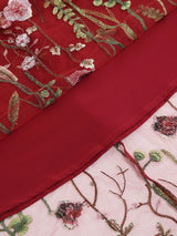 Tonval Floral Embroidered Mesh Midi Skirt – Elegant & Vintage