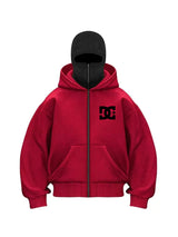 Double-Hood Balaclava Half-Zip Fleece Hoodie