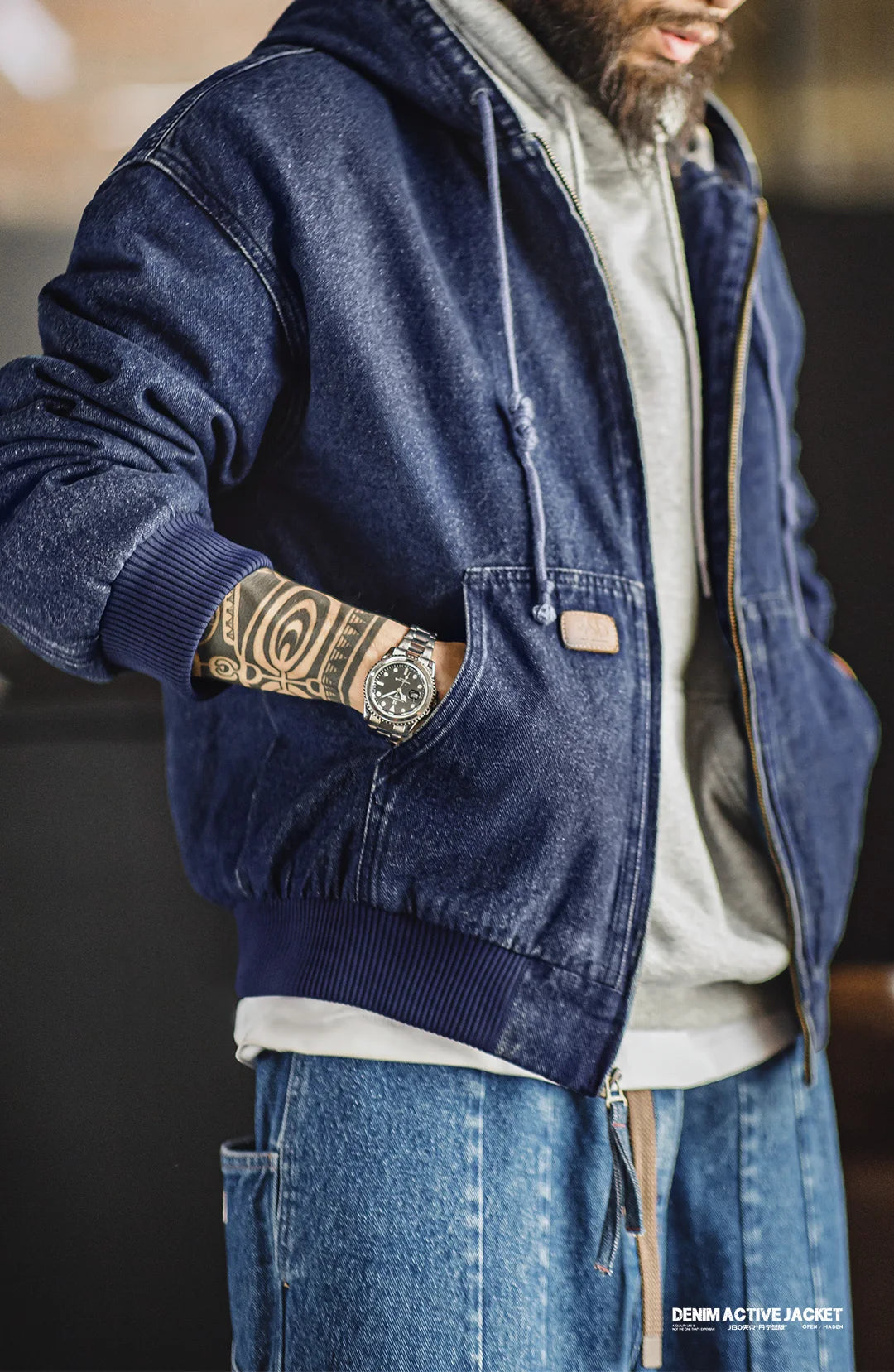 Maden J130 Heavyweight Canvas Hooded Jacket for Men