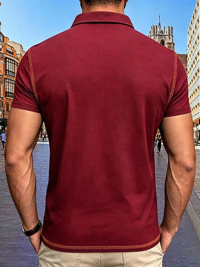 Men's Contrast Stitch Polo Shirt | Breathable Summer Fit