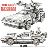 1:8 Scale Back to The Future Time Machines 1872Pcs 2 Mini Figures Building Blocks Kits Collectible Authentically Detailed Model