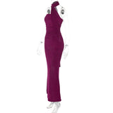 Elegant Halter Ruched Backless Maxi Dress
