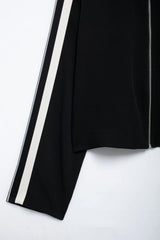 2024 New Women Casual Black Trousers Suits Sports Short Jacket + Female Vinatge Black White Patchwork Baggy Pants Street