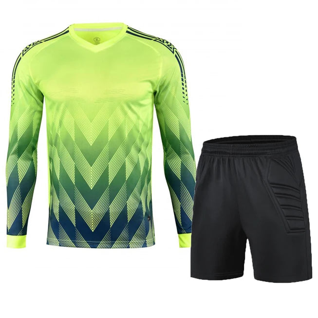Custom Men Boys Girl Soccer Shirt Goalkeeper Uniform Long Sleeve Football Training Goalkeeper Top Soccer Jersey Pant Shorts Sets