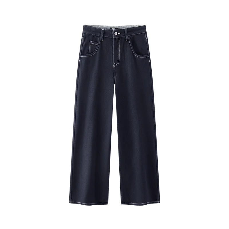 Women's High-Waist Fleece-Lined Wide-Leg Jeans