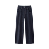 Women's High-Waist Fleece-Lined Wide-Leg Jeans