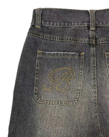 Harajuku Retro Letter Embroidery Denim Shorts