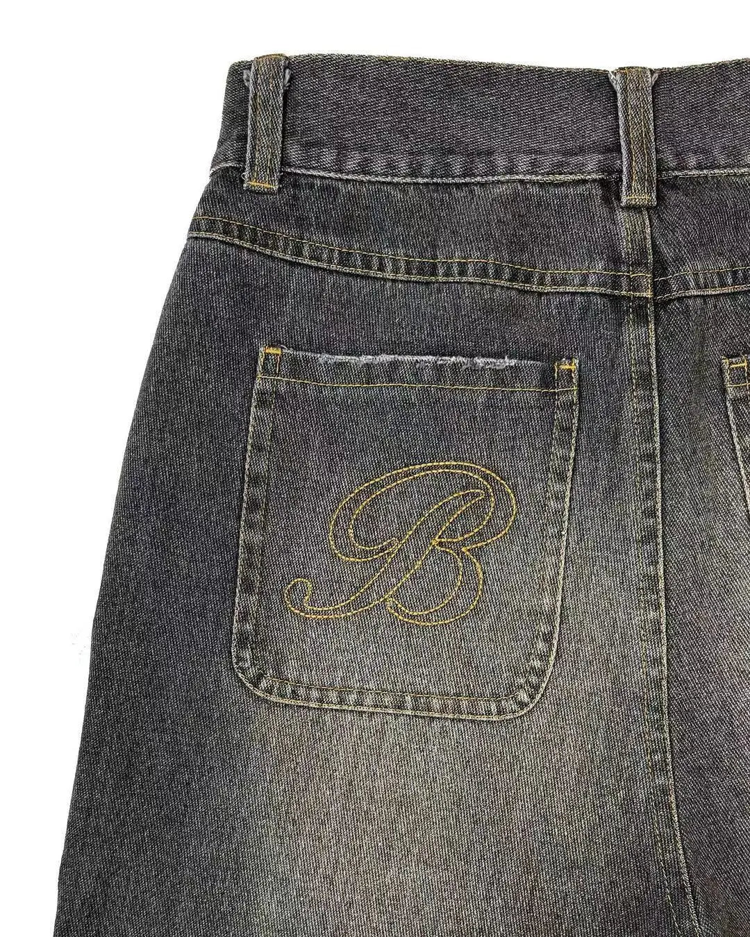 Harajuku Retro Letter Embroidery Denim Shorts