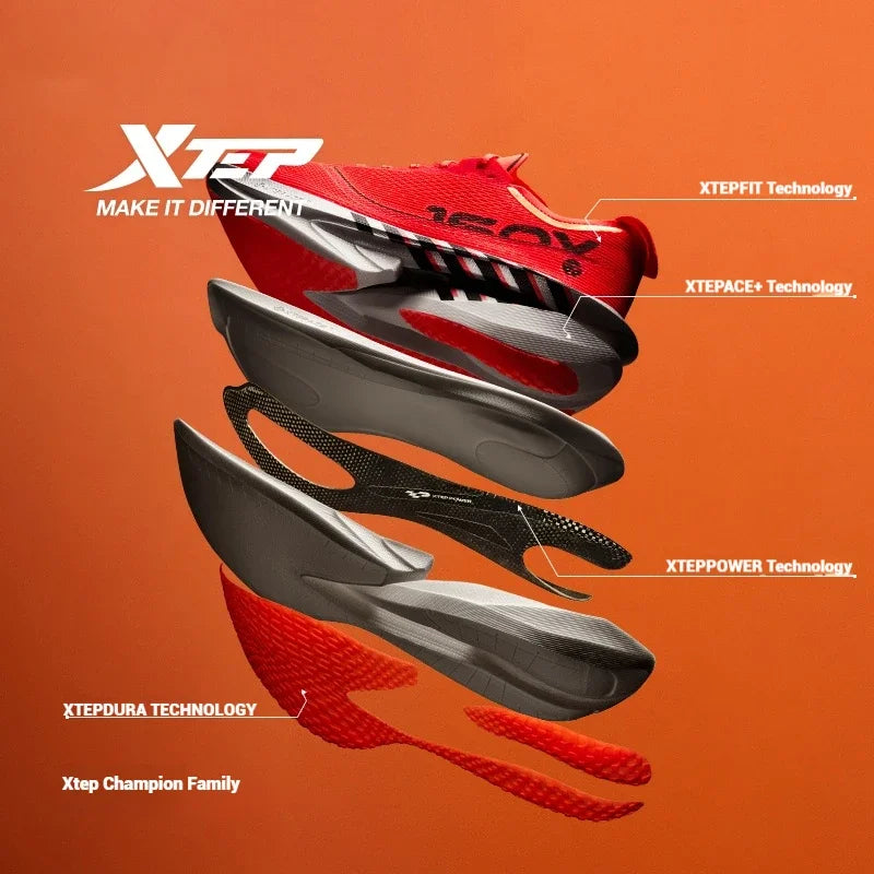 Xtep 160X 7.0 Running Shoes 2025 Professional Marathon Cushioning Shock Sneakers Combat PB Carbon Plate Sport Shoes 975319110039