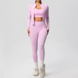 3pcs Sportswear Yoga Set Gym Sports Bra Zipper Jacket Leggings Clothes Sportswear Yoga Suits For Women Fitness Set Tracksuit