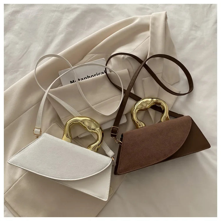 New Minimalist Design Shoulder Bag for Women Light Luxury Large Capacity Casual Metal Hand-held Crossbody Bags Female Handbag